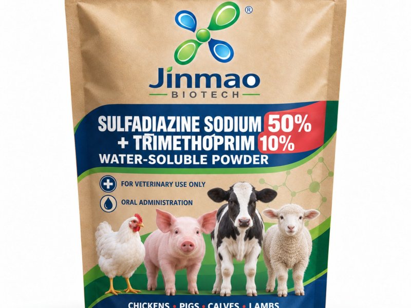 Sulfadiazine sodium 50% + trimethoprim 10% water-soluble powder for chickens, pigs, calves and lambs, 1 kg pack