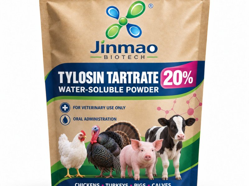 Tylosin tartrate 20% water-soluble powder for chickens, turkeys, pigs and calves, 1 kg pack